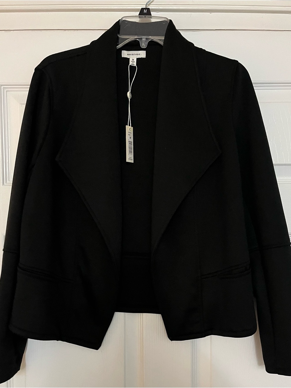 Max Studio Black Open-Drape Blazer